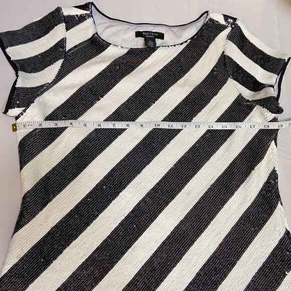 White House Black Market Sequin Stripe Dress Size LP - Picture 8 of 13
